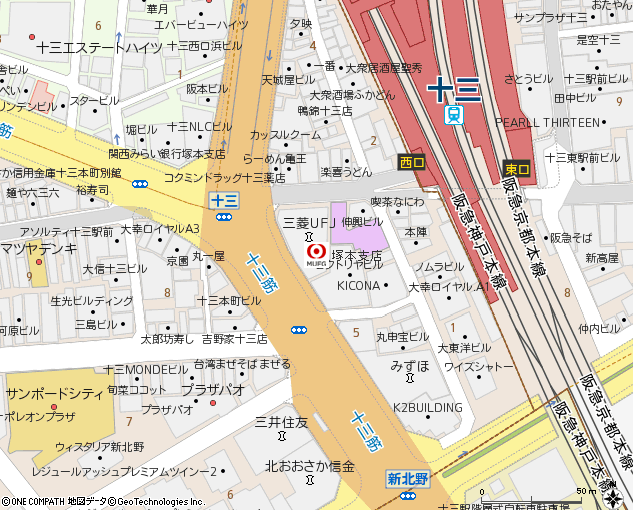 塚本支店付近の地図